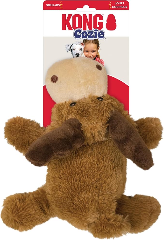 KONG XL 2 Pack - Soft Plush Dog Toy for Large Breeds - Durable, Cuddly & Squeaky - Perfect for Play & Comfort (Moose/Hippo)