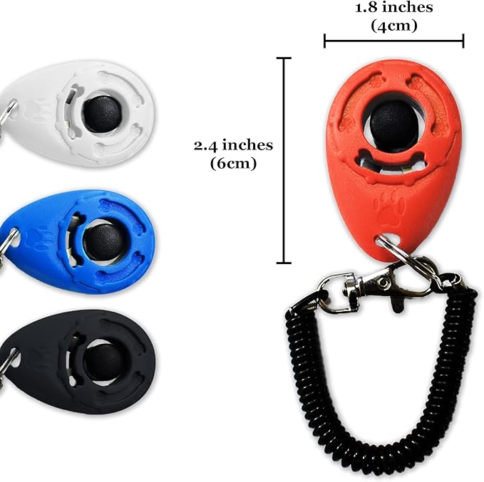 SunGrow Dog Clickers with Black Wrist Bands, 2.4x1.8 Inches, Colorful, Effective Training Tools for Puppy or Cat, Humanized Scientific Professional Design, Perfect Size and Sound, 4 Pack
