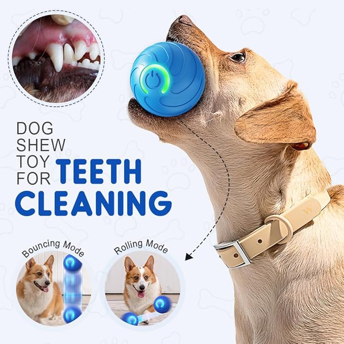 Shaky Ball Toy for Dogs, 2025 Upgrade Automatic Moving Dog Balls Vibrating Dog Balls, Rechargeable Interactive Rolling Dogs Ball Shaking Moving Toy with LED Lights for Cats (Blue-2pcs)