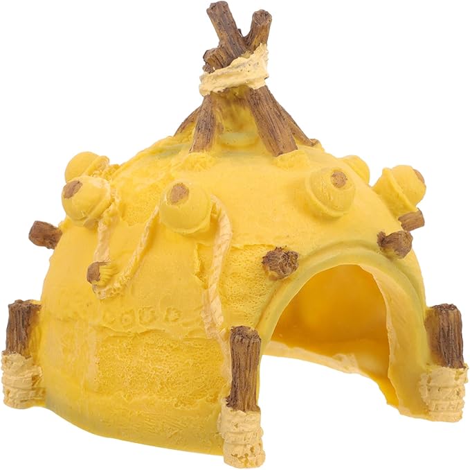 Ipetboom Aquarium Hideout Tent-Shaped Fish Cave Ornament for Fish Tank Decor Vivid Landscape for Aquatic Pets to Play and Rest