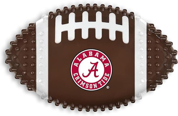 NCAA Alabama Crimson Tide Mega-Chew Hard Nylon Bacon-Flavored Dog Bone Football Chew Toy. Interactive Tasty & Fun Dog Chew Toy. Indestructible Strong Durable Tough Dog Toys for Aggressive Chewers