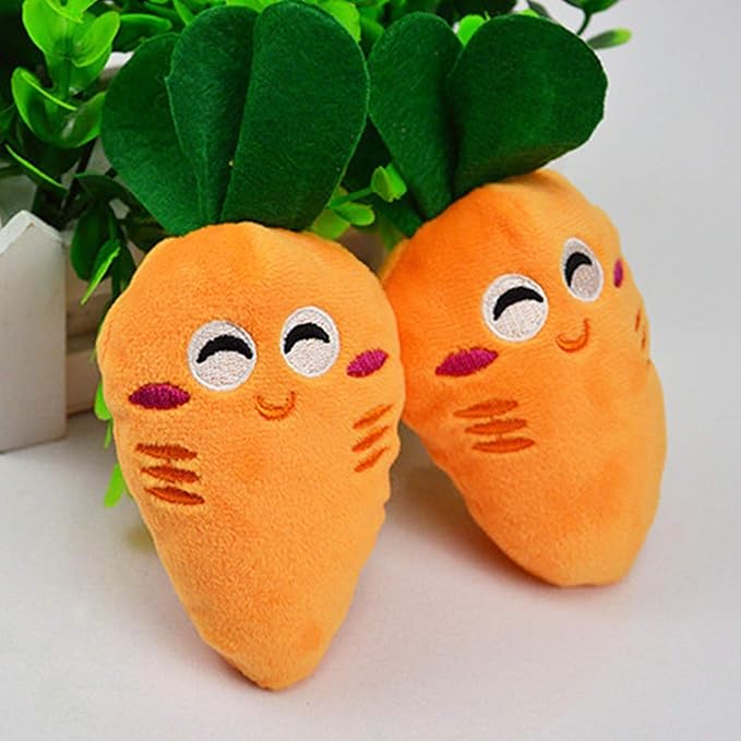 Katartizo 1 Pack Orange Soft Puppy Pet Supplies Cute Carrot Plush Chew Squeaker Sound Squeaky Toys for Dog Cat Birthday Xmas Gifts
