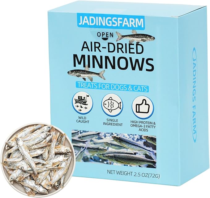 2.5 oz Natural Air-Dried Minnows for Dog and Cat Treats, 100% Natural, High-Protein Cat & Dog Treats, Single-Ingredient Fish Snacks for Training
