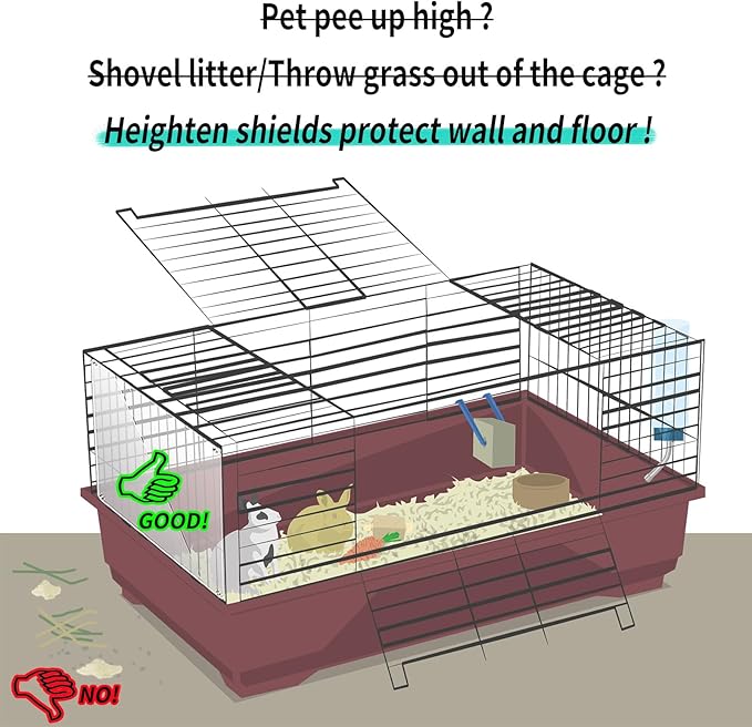 Oncpcare 24 Pack Rabbit Splash Guard, 10'' x 8.2'' Pet Plastic Pee Shields Liner Protection Clear Edge Liner Guinea Pig Side Lining Small Animal Cage Accessories