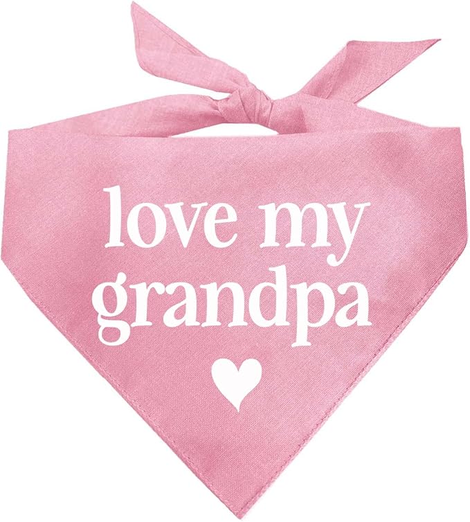 Love My Grandpa Father's Day, Valentine's Day Dog Bandana (426 Baby Pink, X-Small)