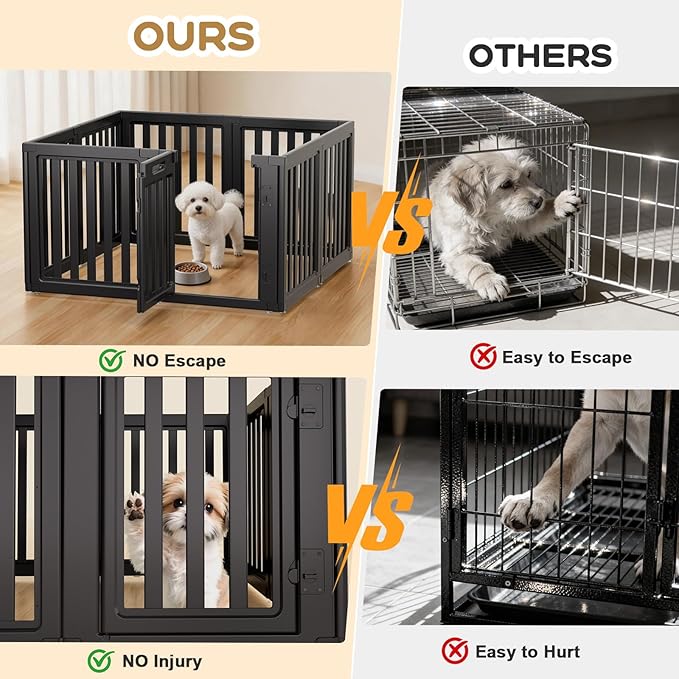 Dog Playpen, Clear Dog Pen, Dog Pen Indoor, Easy to Install and Remove Dog Play Pen, Puppy Playpen Suitable for Dogs, Cats,Dog Playpen Indoor(Black, 23.6 Inch Height, 8 Panels)