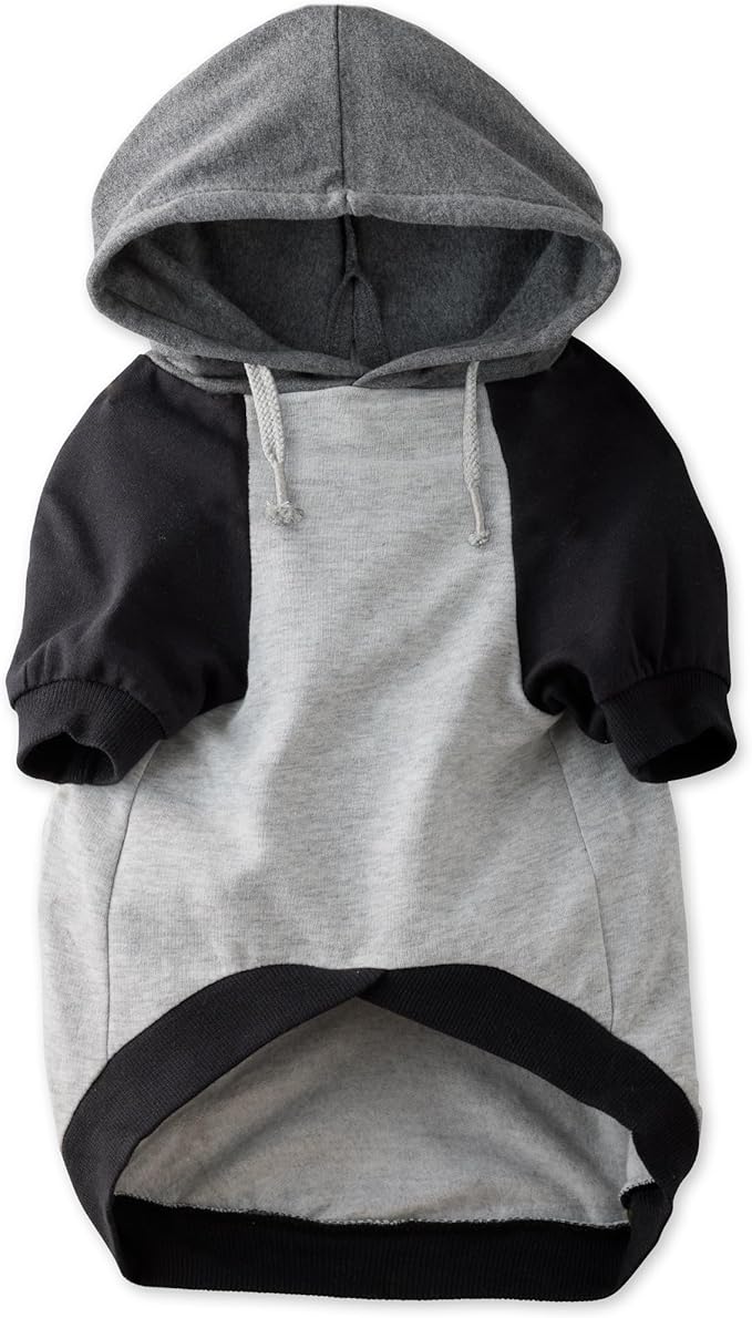 Pet Passion Rocky – The Original Lightweight Hooded Tee 100% Organic Cotton Dog Hoodie Pet Coat Sweater for All Sized Dogs, Heather Gray Color Block, XX-Small (4-7 lbs)