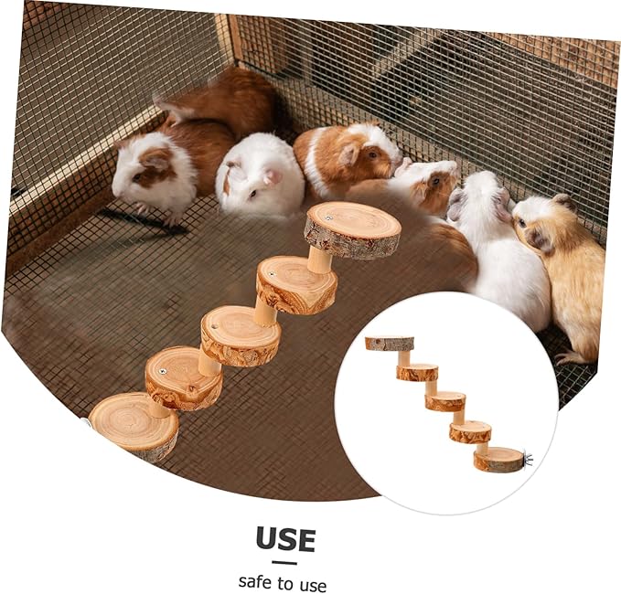 Wooden Pet Ladder Toy for Hamsters Dwarf Hamsters Safe Climbing Accessory for Bird Cages Encourages Exercise Coordination Smooth Finish Easy to Space-Saving Design