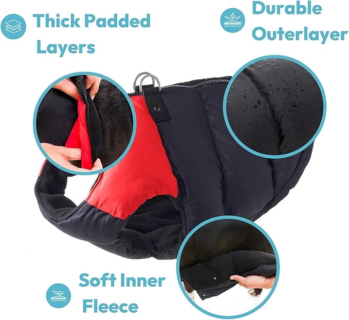 Gooby Padded Vest Dog Jacket - Purple, Large - Warm Zip Up Vest Fleece Jacket with Dual D Ring Leash Water Resistant for Small to Medium Dogs