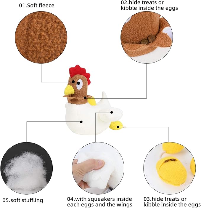 Pet Snuffle Mat for Dogs Cats Boredom, Dog Educational Sound Toys, Interactive Feed Game Toys, Encourages Natural Foraging Skills for Cats Dogs, Stress Relief, be Smarter (Hen Lay Eggs)