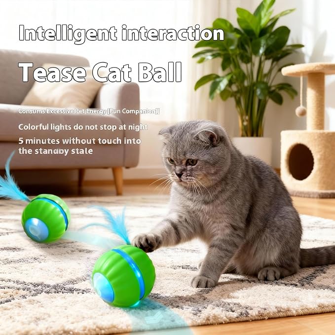 Interactive Cat Toys for Indoor Cats,Automatic Moving Kitten Toys,Cat Toys for Bored Indoor Adult Cats,Smart Rechargeable Cat Enrichment Toys for Cats to Keep Them Busy, Cat Balls Pet Toys