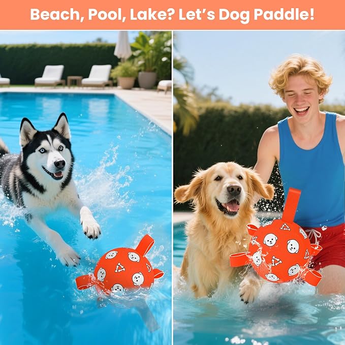 Dog Soccer Ball with Straps - Durable Jolly Ball for Dogs, Large Soccer Ball for Dogs, Dog Toys for Medium Dogs, for Pet Birthday, Outdoor Indoor Play Training Exercise