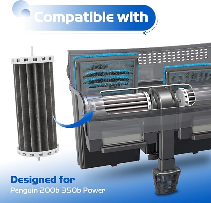 Aquarium Filter Compatible with Marineland Penguin 200B 350B, Power Filters Replacement for 200 350 Assembly Biowheel Fish Tank Hang On Filter Part, PRBW2350B