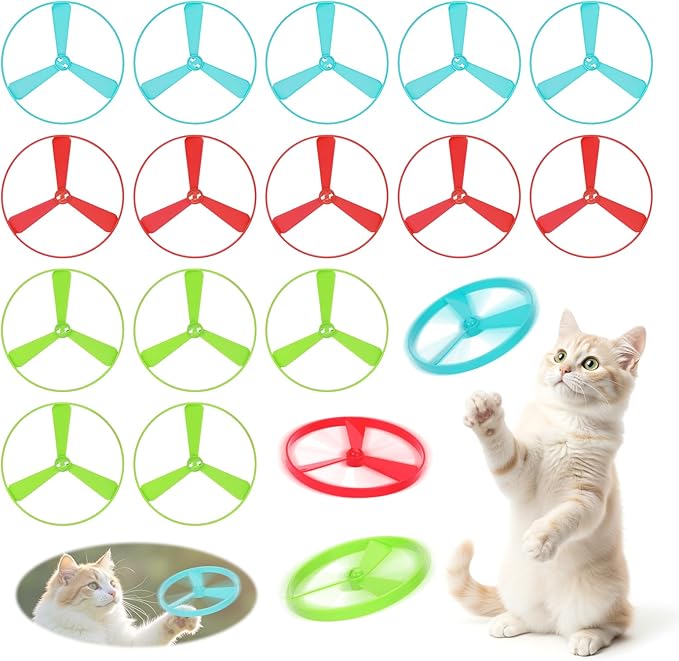 15 PCS Flying Spinners for Disc Launcher Toy, Additional Discs for Outdoor & Indoor Pet Chasing Training Hunting Interactive Cat Fetch Toy