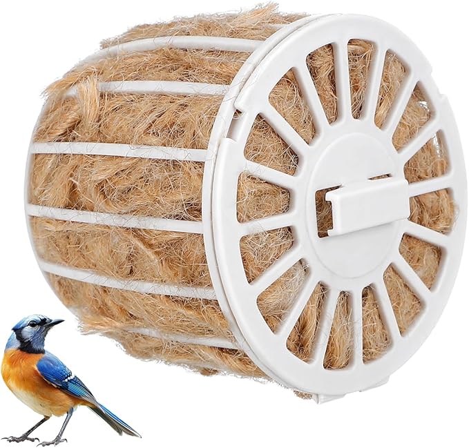 Abaodam Bird Nesting Material with Jute and Cotton Bedding for Small Birds Canary Parakeet Finches Durable Natural Nesting Supplies with Basket 2.87X2.87X10.23In