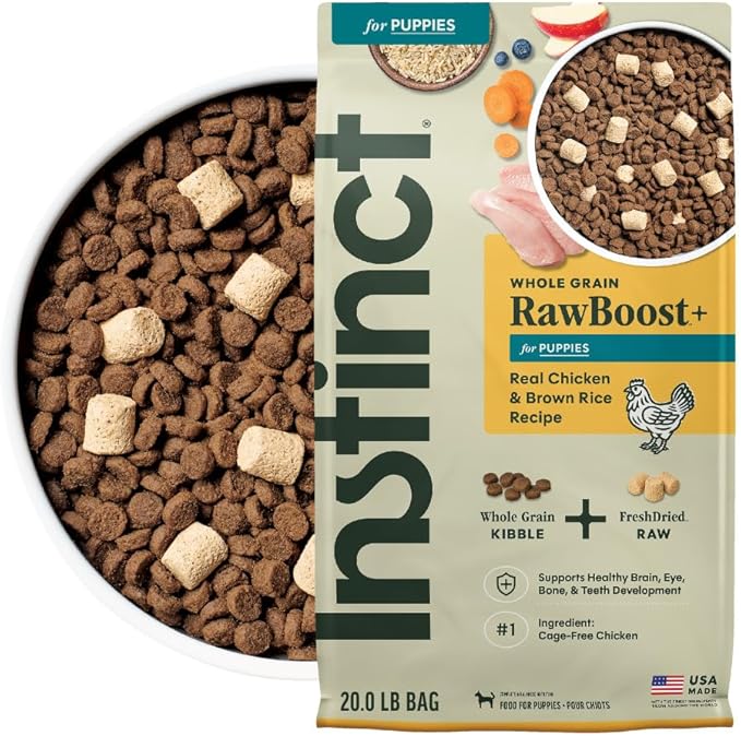 Instinct RawBoost Puppy, Natural Dry Dog Food with Freeze-Dried Pieces, Whole Grain Recipe - Real Chicken & Brown Rice, 20 lb. Bag