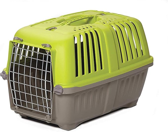 MidWest Homes for Pets Spree Travel Carrier - Hard-Sided Dog & Cat Carrier, Small Pet Travel Crate with Handle, Ventilated Design, Easy Assembly, 24-Inch, Blue