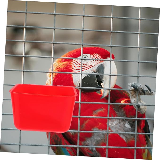 Kisangel 4pcs Hanging Chicken Feeder and Waterer Cup Durable Rabbit Food Bowl and Bird Cage Water Cup for Parrots Chickens and Pets Red