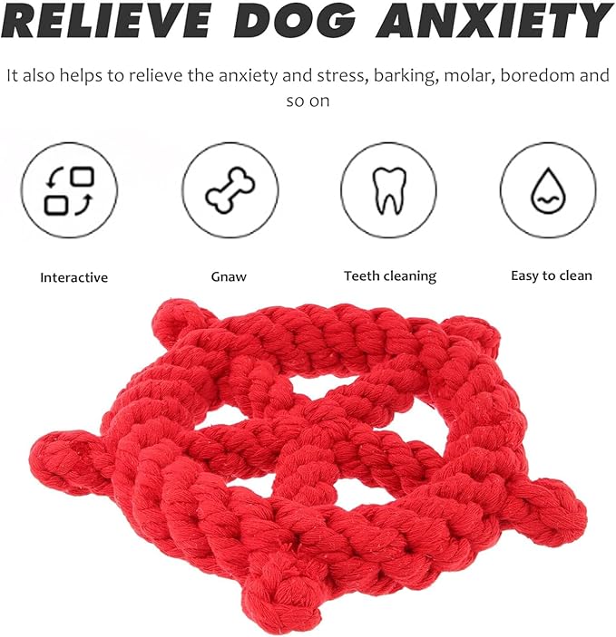 Dog Rope Toy Dog Chew Toys Nautical Wheel Shaped Pet Chew Rope Toy Gift for Dog Cat (Red)