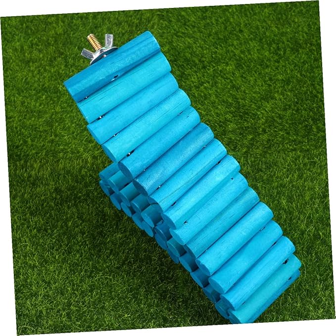 Hamster and Parrot Wooden Climbing Ladder, 6x40cm Round Wood Plank, Multi-Color Rainbow Pet Ladder for Small Animals and Birds Cage Accessories