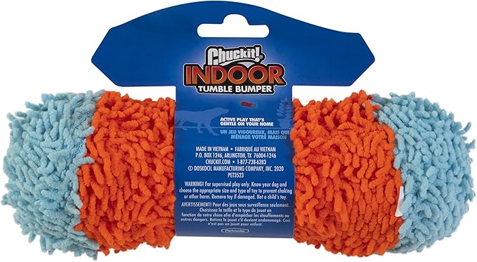 Chuckit! Indoor Fetch Tumble Bumper Dog Toy (8.5 Inch), Orange and Blue