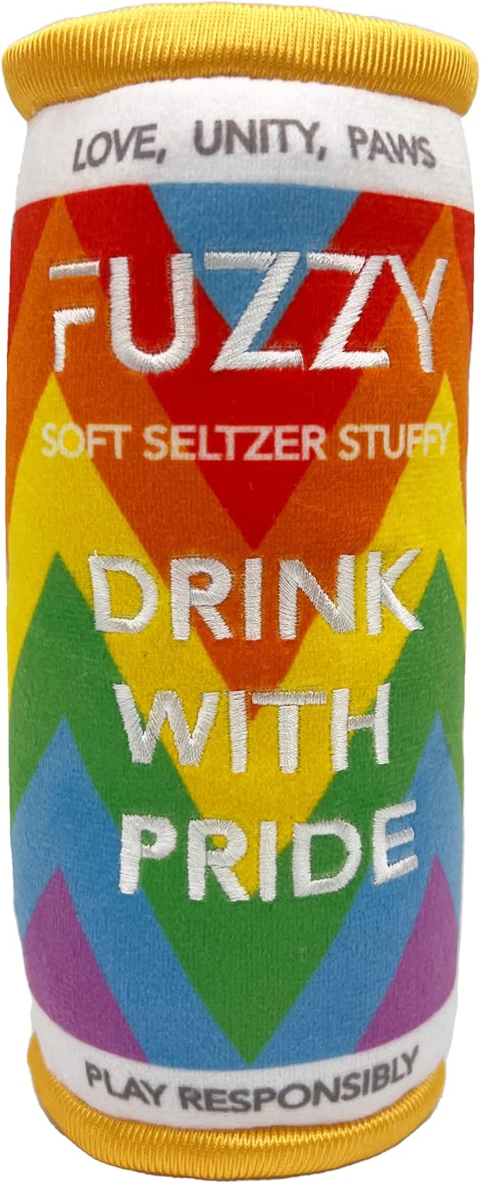 Huxley & Kent for Dogs | Fuzzy Soft Seltzer (Small) | Pride Funny Dog Toy | Power Plush Dog Toy with Squeaker | Dog Gift | Fun, Durable, and Safe | H&K Squeaky Dog Toy