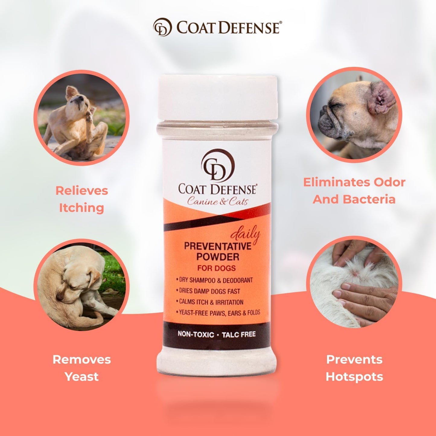 COAT DEFENSE Paw Licker Bundle | Dry Powder for Dogs & Sensitive Skin Dog Shampoo for Allergies and Itching | Smell & Itch Relief | Itchy Skin Relief & Yeast Dog Treatment