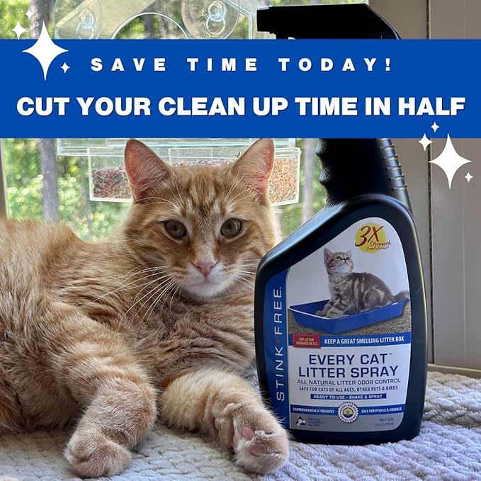 Every Cat Litter Spray Odor Eliminator - Urine Enzyme Cleaner & Deodorizer Cuts Litter Box Changes in Half! 24 oz Cat & Pet Odor Deodorizer