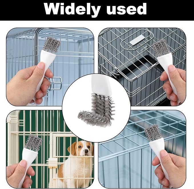 Penitue 4pcs Bird Cage Brush with 1 Scraper, Long Handle Bird Cage Shovel Cleaner for Cleaning Kennels Perches Parrot Parakeet Pet Accessories