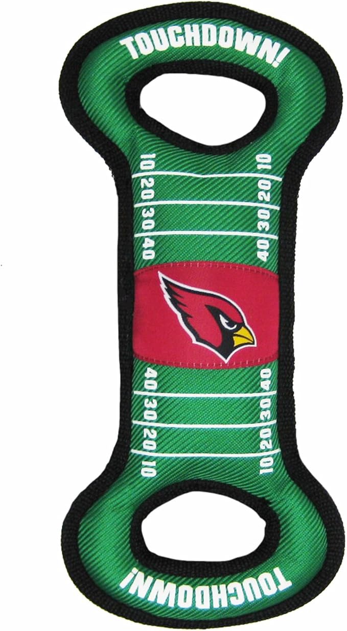 NFL Football Field DOG TOY with Squeaker. - ARIZONA CARDINALS - For Tug, Toss, and Fetch. - Tough & Durable PET TOY