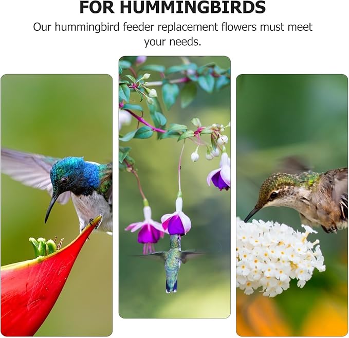 Handheld Hummingbird Feeder Plastic Bird Feeder with Replacement Flower Feeding Ports for Outdoor Garden Patio Backyard Birding Supplies Color Style