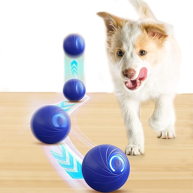 2025 New Interactive Dog Ball Toys for Dogs, 2025 New Vibrating Dog Balls,Type-C Rechargeable Automatic Moving Toy Ball for Small Dogs and Cats(Blue)