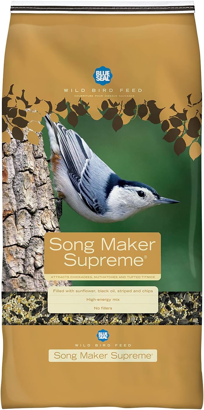 Blue Seal Song Maker Supreme Wild Bird Seed | High Energy Mix, No Fillers | Attracts Wide Variety of Wild Outside Birds | Convenient Shell-Free Mix | Made in USA | 20 Pound Bag