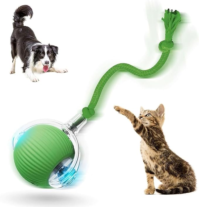 2026 New Self Rolling Dog Ball Interactive Cat Toys Automatic Cat Toy Self Moving Dog Toys, Interactive Rolling Dog Ball, 360° Smart Automatic Toy Electric. (Green)