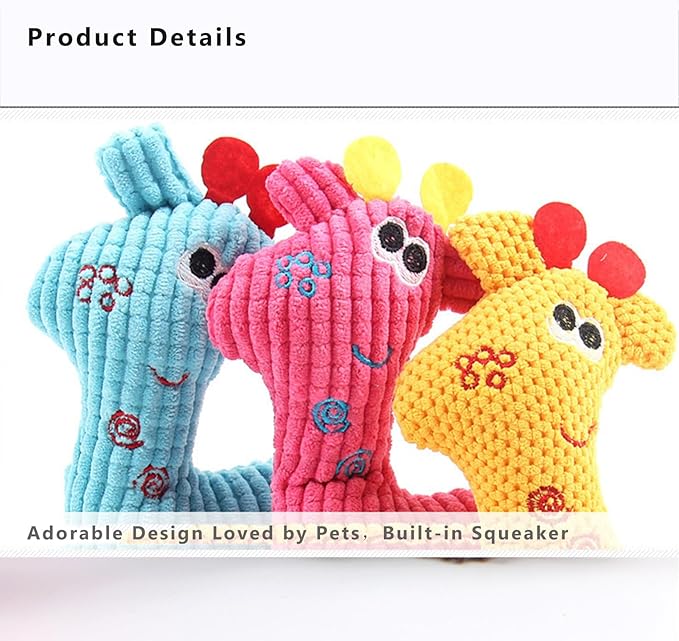 Dog Squeaky Toys for Small Dogs & Puppies – Durable Chewable Deer-Shaped Plush with Squeaker, No Stuffing, Interactive Puppy Teething Toys for Boredom Relief – Great Dog Birthday Gift