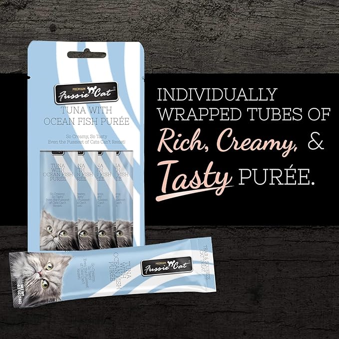 Fussie Cat Tuna with Ocean Fish Puree - 0.5 Ounce Tubes (Pack of 72 Tubes)