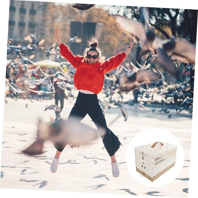 POPETPOP Foldable Plastic Pigeon Cage with Handle and Removable Tray Portable Pet Nest House for Training Domestication and Transportation of Small Birds Rabbits and Kittens
