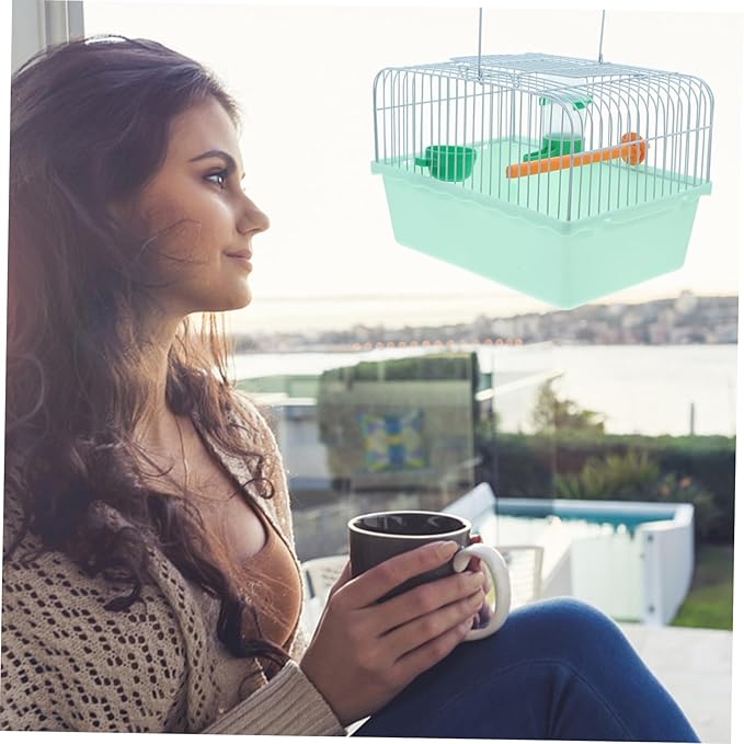 BESPORTBLE Portable Birdcage Bird Travel Carrier Canary Bird Cage Finch Cage Bird Cages Small Birds Bird Carrying Transport Cage Lightweight Travel Cage for Birds with Indoor Light Green