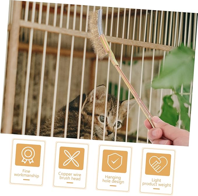 1set Handle Bird Cage Cleaning Brush Two Brush Wire Cleaner for Easy Removal of Bird Poop and Debris for Parrot
