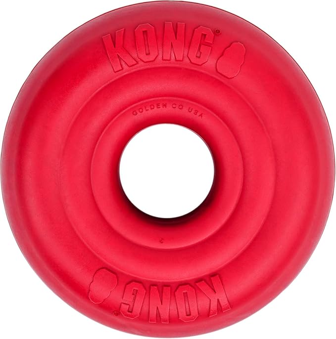 KONG Donut Dog Toy – Durable Natural Rubber Chew & Fetch Toy – Promotes Healthy Teeth & Gums, Fun Bounce & Roll, Gentle on Mouth (Small/Medium)