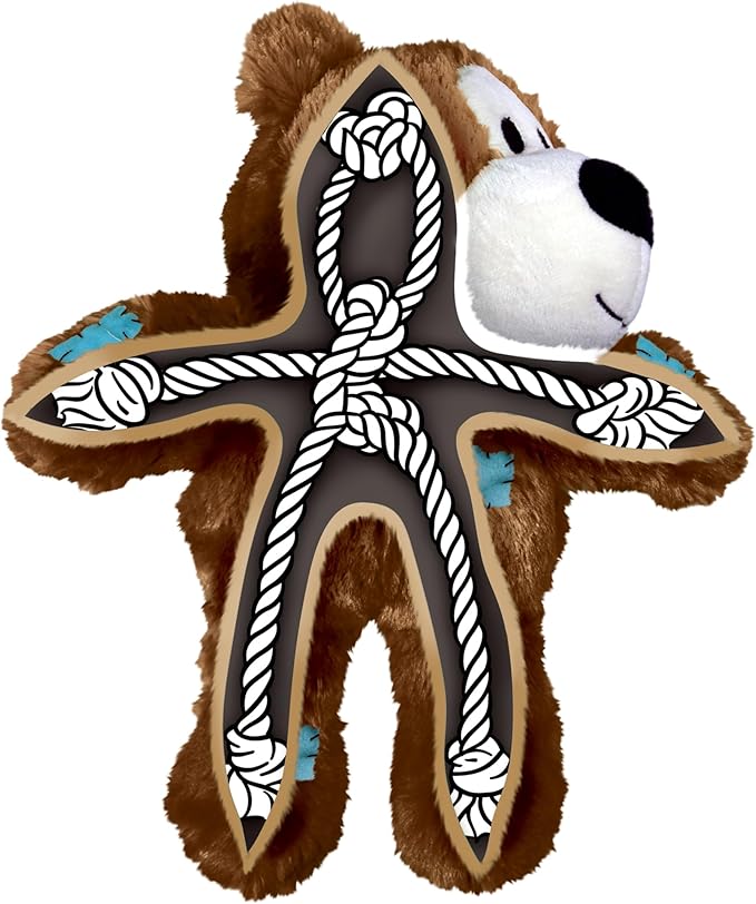 KONG Wild Knots Bear Soccer Player Dog Toy – Argentina – National Team Jersey Inspired – International Tournament Edition – Plush Rope Toy with Squeaker, Medium/Large