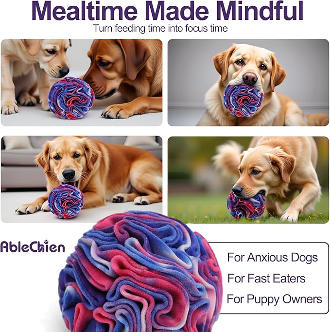 Ablechien Snuffle Ball for Dogs, Sniffle Interactive Treat Toy, Washable Puppy Treat Toy, Foraging Puzzle Ball Toy, Mind Games for Dogs, Enrichment Dog Toys