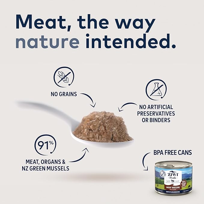 ZIWI Peak Wet Dog Food Variety Pack - Beef and Lamb, 6 Pack (6oz Each)