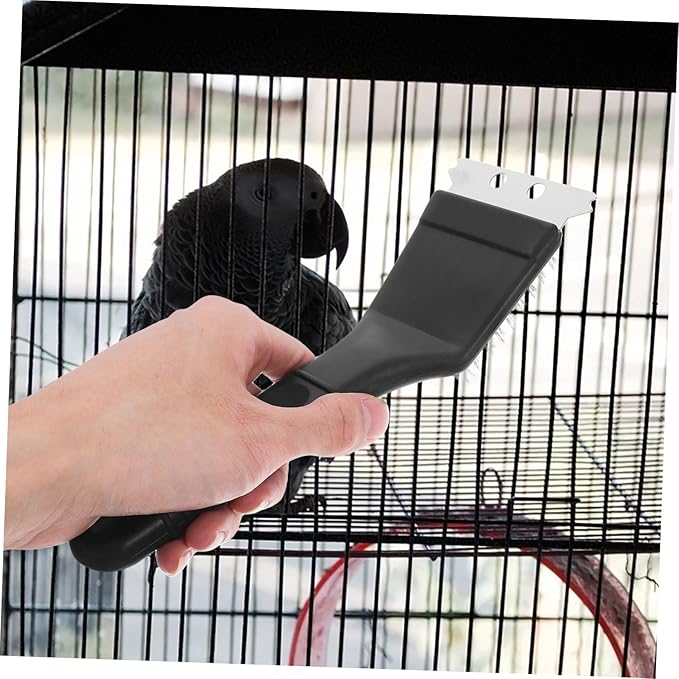 Abaodam Birdcage Cleaning Brush Bird Droppings Removal Tool Stainless Steel Cage Brush Long Handle Cleaner for Pet Hygiene