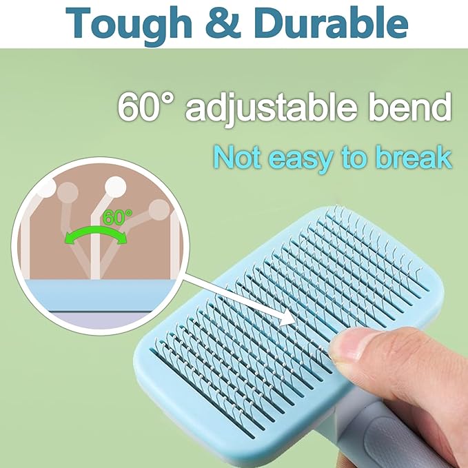 Self-Cleaning Cat Shedding Grooming Brush for Small Dog Pet Short Hair Remover Set Reusable Lint Removal Tool Carpet Scraper for Clothes Couch Bedding Furniture Car Blue