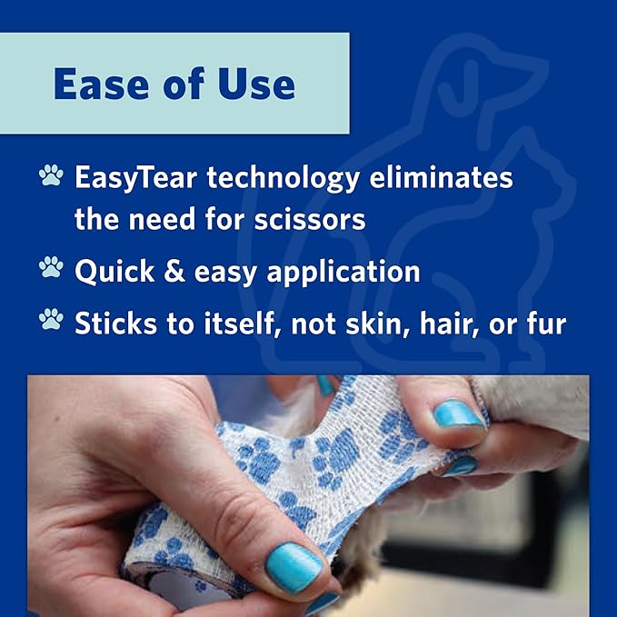 OVIK Health PetFlex Paw Pack – Flexible Self-Adhering Elastic Bandage for Wound Care – First Aid Wrap for Small Animals Like Dogs, Cats, and Other Pets - 2 inch, 2 Rolls