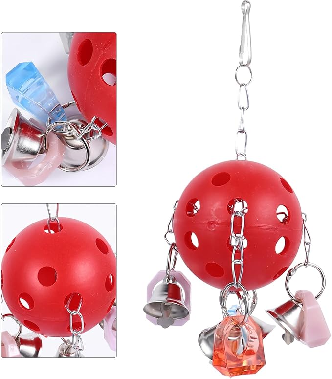 COHEALI Colorful Parrot Hanging Bell Ball with Sound for Bird Cage Chew Climb Play Activity for Parakeets Parrots and Small Pets Stress Relief Hanging Cage Decoration
