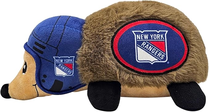 NHL New York Rangers Plush Hedgehog Toy for Dogs & Cats, Cool Soft Pet Toy for Fun and Interactive Play, Dog Chew Toy with Squeaker, Licensed Hot Pet Toy
