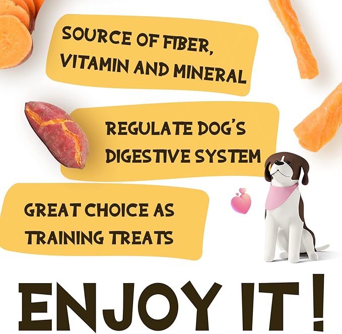 Dog Treats Chews, Sweet Potato Strips, Gluten & Grain Free Dog Snacks for Training Rewards 10.6 oz