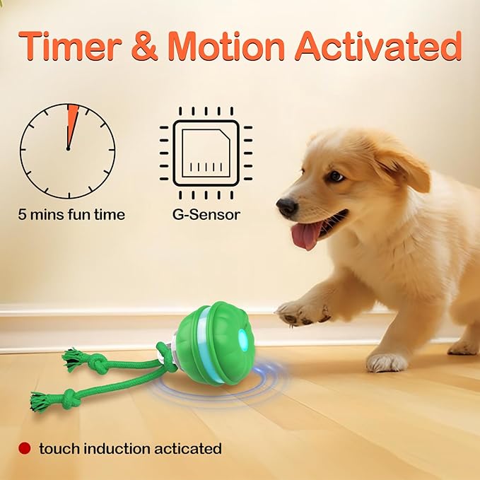 Salodal Interactive Dog Toys Rolling Ball for Puppy/Small Dogs,Peppy Pet Ball for Dogs,Motion Activate,Automatic Moving Dog Toy,USB Rechargeable